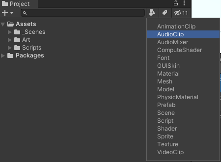 Exemple de filtrage par type dans Unity3D